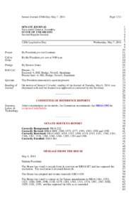 Senate Journal-120th Day-May 7, 2014  SENATE JOURNAL Sixty-ninth General Assembly STATE OF COLORADO Second Regular Session