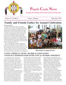 Poarch Creek News Keeping the Family and Friends of Poarch Informed Volume 24, Number 9  Atmore, Alabama