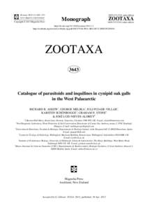 Catalogue of parasitoids and inquilines in cynipid oak galls in the West Palaearctic