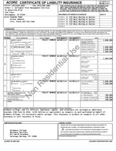 ACORD CERTIFICATE OF LIABILITY INSURANCE  DATE (MM/DD/YYYY) MM/DD/YYYY