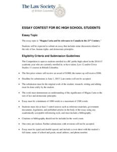 Information: Essay contest on Magna Carta