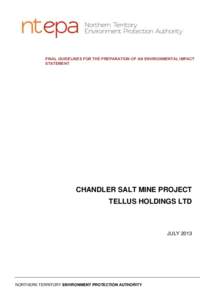 FINAL GUIDELINES FOR THE PREPARATION OF AN ENVIRONMENTAL IMPACT STATEMENT CHANDLER SALT MINE PROJECT TELLUS HOLDINGS LTD