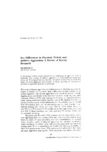 Sex Roles, Vol. 30, Nos. 3/4, 1994  Sex Differences in Physical, Verbal, and Indirect Aggression:A Review of Recent Research Kaj Bjtirkqvist