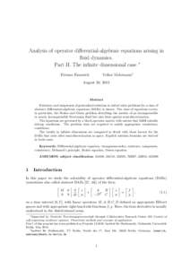 Analysis of operator differential-algebraic equations arising in fluid dynamics. Part II. The infinite dimensional case ∗ Volker Mehrmann‡  Etienne Emmrich