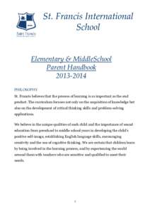 St. Francis International School Elementary & MiddleSchool Parent Handbook[removed]