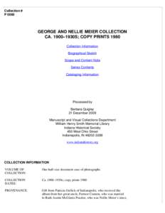 GEORGE AND NELLIE MEIER COLLECTION, CA1930s, COPY PRINTS 1980