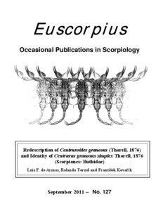 Euscorpius Occasional Publications in Scorpiology