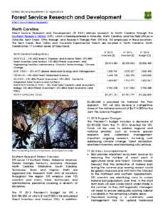 http://www.fs.fed.us/research/  North Carolina Forest Service Research and Development (FS R&D) delivers research to North Carolina through the Southern Research Station (SRS), which is headquartered in Asheville, North 