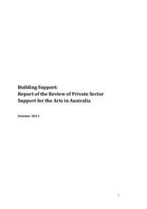 Report of the Review of Private Sector Support for the Arts