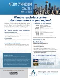 AFCOM SYMPOSIUM SEATTLE MAY 12, 2015  Want to reach data center