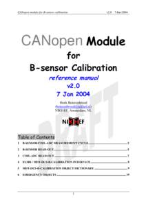 v2.0  CANopen module for B-sensor calibration 7-Jan-2004