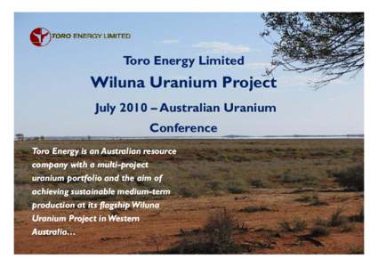 Microsoft PowerPointToro Energy Vertical Event Uranium Conference Fremantle - GCH [Compatibility Mode]