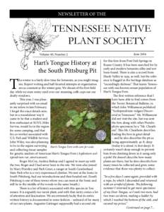 NEWSLETTER OF THE  TENNESSEE NATIVE PLANT SOCIETY Volume 40, Number 2