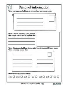 ✩  Personal information Write your name and address on the envelope, and draw a stamp.