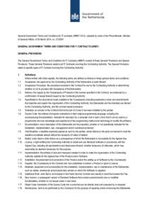 Government of the Netherlands General Government Terms and Conditions for IT contracts (ARBIT 2014), adopted by order of the Prime Minister, Minister of General Affairs, of 26 March 2014, noGENERAL GOVERNMENT T