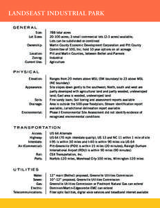 LANDSEAST INDUSTRIAL PARK GENERAL Size:	 	 Lot Sizes:
