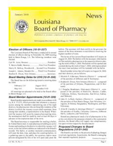 News  January 2010 Louisiana Board of Pharmacy