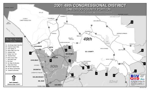 2001 49th CONGRESSIONAL DISTRICT  ORANGE COUNTY SAN DIEGO COUNTY PORTION (EXCLUDES PORTIONS OF