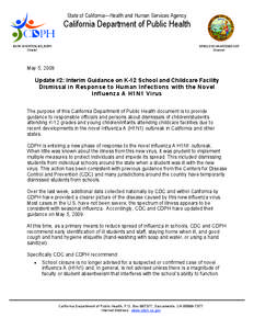 State of California—Health and Human Services Agency  California Department of Public Health MARK B HORTON, MD, MSPH Director