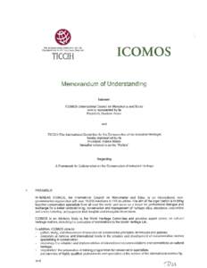 TICCIH and ICOMOS: Memorandum of Understanding - November 10, 2014