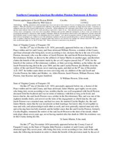 Southern Campaign American Revolution Pension Statements & Rosters Pension application of Jacob Preston R8448 Transcribed by Will Graves Cecelia
