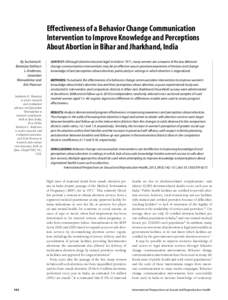 Effectiveness of a Behavior Change Communication Intervention to Improve Knowledge and Perceptions About Abortion in Bihar and Jharkhand, India