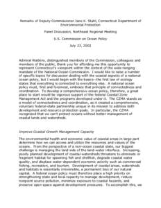 Coastal Zone Management Act / United States Army Corps of Engineers / National Oceanic and Atmospheric Administration / Coastal management / Earth / Nonpoint source water pollution regulations in the United States / Joint Ocean Commission Initiative / Coastal geography / Environment / Physical geography