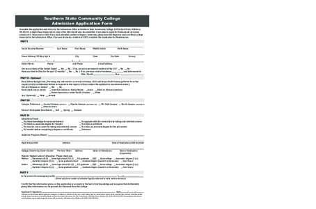 Southern State Community College Admission Application Form Southern State Community College High School Transcript Request Form