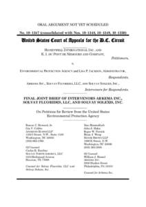 ORAL ARGUMENT NOT YET SCHEDULED No. 10–1347 (consolidated with Nos. 10–1348, 10–1349, 10–1350) United States Court of Appeals for the D.C. Circuit HONEYWELL INTERNATIONAL INC. AND E. I. DU PONT DE NEMOURS AND COM