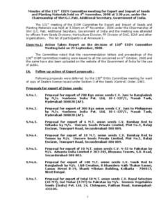 Minutes of the 131st EXIM Committee meeting for Export and Import of Seeds and Planting Materials held on 4th November, 2008 at 3.30 p.m. under the Chairmanship of Shri G.C.Pati, Additional Secretary, Government of India