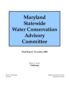 Maryland Statewide Water Conservation Advisory Committee Final Report November 2000