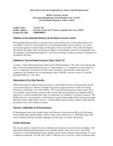 Documentation of Environmental Indicator Determination - Arsynco, Inc. - Carlstadt, New Jersey