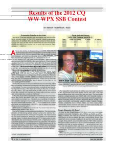 Results of the 2012 CQ WW WPX SSB Contest BY RANDY THOMPSON,* K5ZD Expanded Results on the Web As usual, QRM and operator lists accompany this article on the