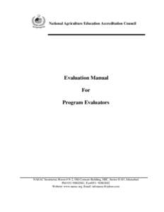 National Agriculture Education Accreditation Council  Evaluation Manual For Program Evaluators