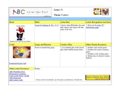 Letter: Ff Theme: Feathers Book Bible