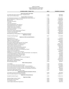 STATE OF FLORIDA FUNDS TRANSFERRED TO RECIPIENTS FISCAL YEAR ENDED JUNE 30, 2009 AWARDING AGENCY / PROJECT TITLE Justice Administrative Commission Court System Services For Children & Youth / Guardian Ad Litem