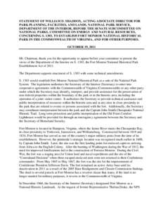 STATEMENT OF WILLIAM D. SHADDOX, ACTING ASSOCIATE DIRECTOR FOR PARK PLANNING, FACILITIES, AND LANDS, NATIONAL PARK SERVICE, DEPARTMENT OF THE INTERIOR, BEFORE THE SENATE SUBCOMMITTEE ON NATIONAL PARKS, COMMITTEE ON ENERG