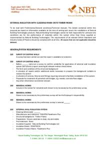 Equivalent M21 NBS NBT Pavaclad onto Timber (Pavatherm Plus EWI for cladding) EXTERNAL INSULATION WITH CLADDING FINISH ONTO TIMBER FRAME To be read with Preliminaries/General conditions/Technical manuals. The details con