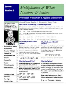 Lesson  Multiplication of Whole Numbers & Factors  Number 3