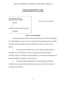 Case 1:14-cvJEB Document 13 FiledPage 1 of 3  UNITED STATES DISTRICT COURT FOR THE DISTRICT OF COLUMBIA ____________________________________ )