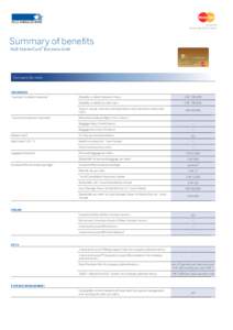 Issued by Swisscard AECS GmbH Summary of benefits NAB MasterCard® Business Gold