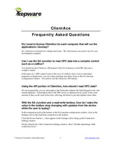 ClientAce Frequently Asked Questions