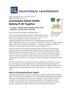 Coordinated School Health: Getting It All Together // Joyce V. Fetro, Connie Givens, and Kellie Carroll