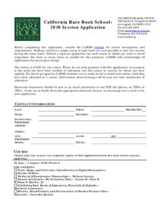 Rare Book School: 2008 Scholarship Application