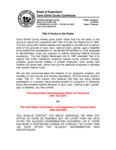 Civil Rights Restoration Act / United States / Office of Fair Housing and Equal Opportunity / Office for Civil Rights / Discrimination / Civil Rights Act / Cerro Gordo