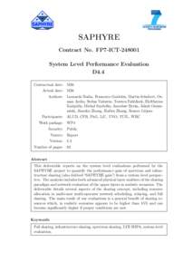 SAPHYRE  SAPHYRE Contract No. FP7-ICTSystem Level Performance Evaluation D4.4