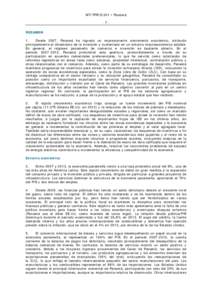 WT/TPR/S/301 • Panamá -7RESUMEN 1. Desde 2007, Panamá ha logrado un impresionante crecimiento económico, atribuido principalmente al dinamismo de la inversión y sustentado en un entorno macroeconómico estable. En 