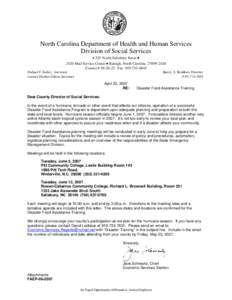 North Carolina Department of Health and Human Services Division of Social Services • 325 North Salisbury Street • 2420 Mail Service Center • Raleigh, North Carolina[removed]Courier # [removed]Fax[removed]Mi