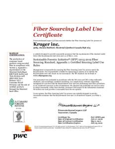 Microsoft Word - Kruger SFI Label Use Certificate (ANdocx