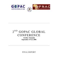 Mary King / GOPAC / Political geography / Arusha International Conference Centre / Tanzania / Arusha / Africa / Year of birth missing / Edith Mastenbroek